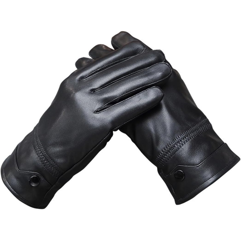 Tillonetiy Men's Winter Genuine Sheepskin Gloves, Touch Screen Warm Leather Gloves for Men, Cashmere Lined Outdoor Driving